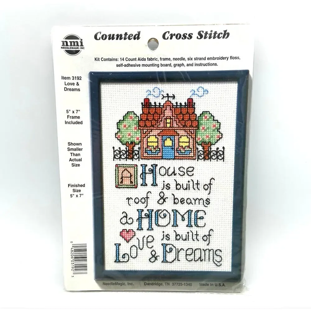 nmi Counted Cross Stitch Kit with frame Love & Dreams Item # 3192 House New